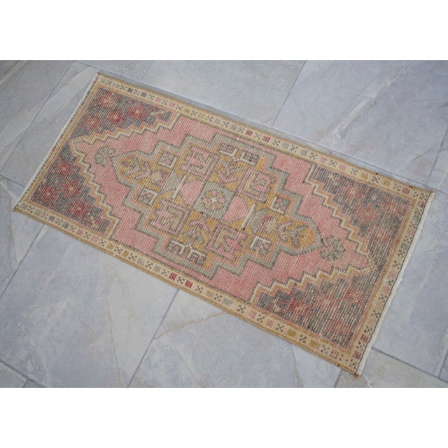 Textile Hand Knotted Door Mat, Entryway Rug, Bath Mat, Kitchen Decor, Small Rug, Turkish Rug - 1′6″ × 3′1″ For Sale - Image 7 of 13
