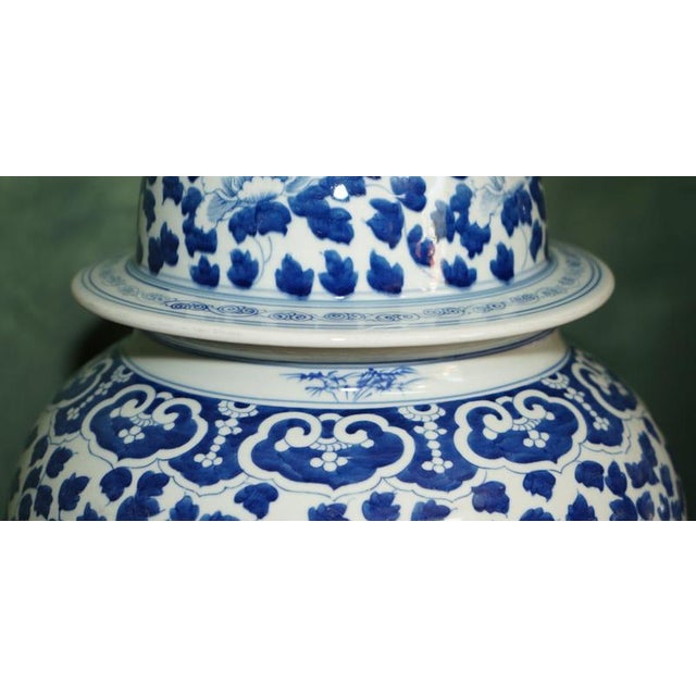 Large Chinese Style Blue and White Temple Jars from Ralph Lauren, Set of 2 For Sale - Image 10 of 18