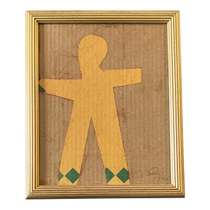 Contemporary Outsider Artist Wayne Cunningham Abstract Collage With Red Glitter Signed