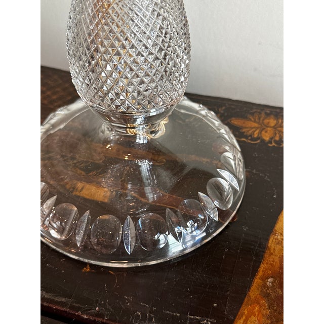 Early 20th Century Wheel Cut Glass Candlestick Lamps - a Pair For Sale - Image 10 of 18