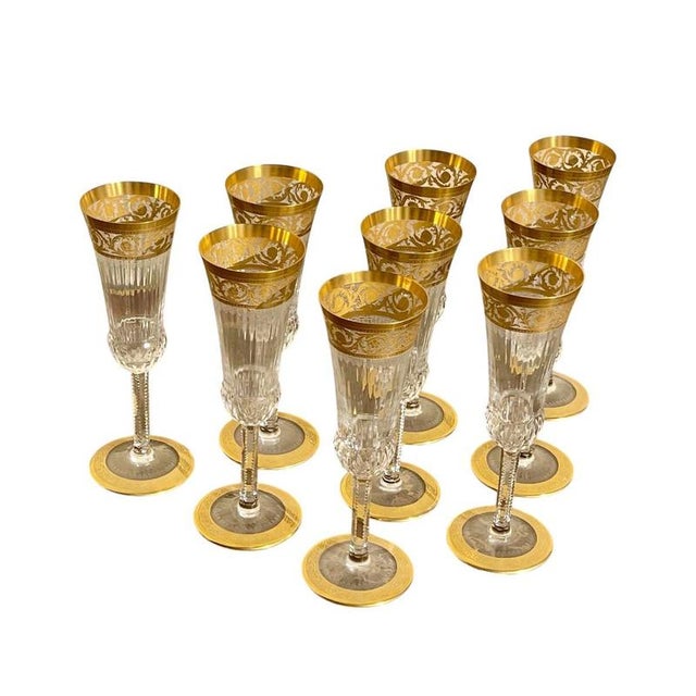 Thistle Champagne Flutes from Saint Louis, Set of 9 For Sale - Image 9 of 9