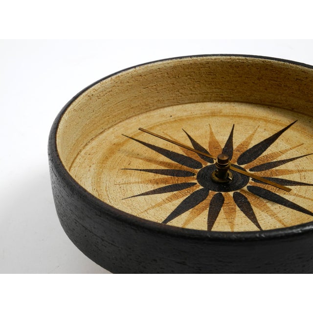 Handmade Round Ceramic Wall Clock, 1970s For Sale - Image 9 of 18