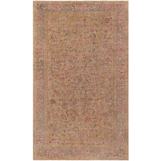 Doris Leslie Blau Vintage Chinese Art Deco Floral Cream Beige Rug Lotus Design For Sale