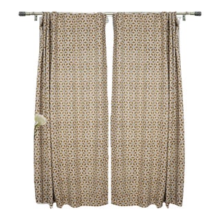 Fabdivine Block Print Viscose Coloured Linen Ring Curtain Shatkon Size- 54"Wx72"L For Sale