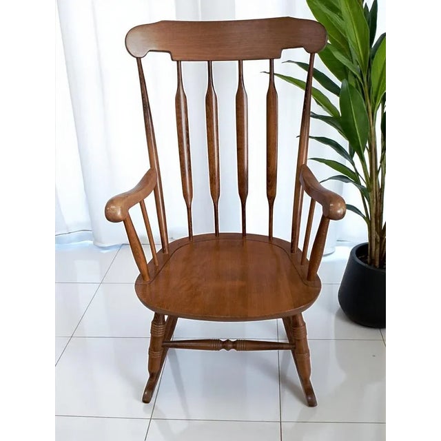 Mid-Century Modern Vintage Rocking Chair in Beech, 1980 For Sale - Image 3 of 14