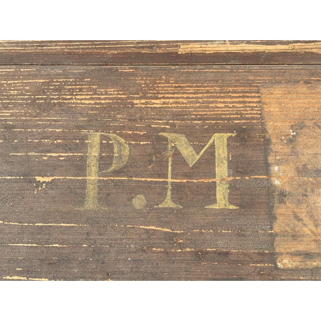 Brown Antique Wood Travel Trunk - Primitive Wooden Storage Chest For Sale - Image 8 of 12