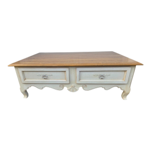 Vintage Ethan Allen French Country Coffee Table 4 Drawer Map Chest Distressed