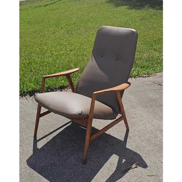 Mid-Century Modern Alf Svensson for Fritz Hansen Lounge Chair Danish Mid Century Modern, Leather For Sale - Image 3 of 8