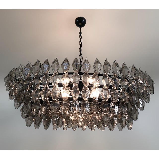 21st Oval Smoky Murano Poliedri Chandelier by Fabio LTD For Sale - Image 6 of 7