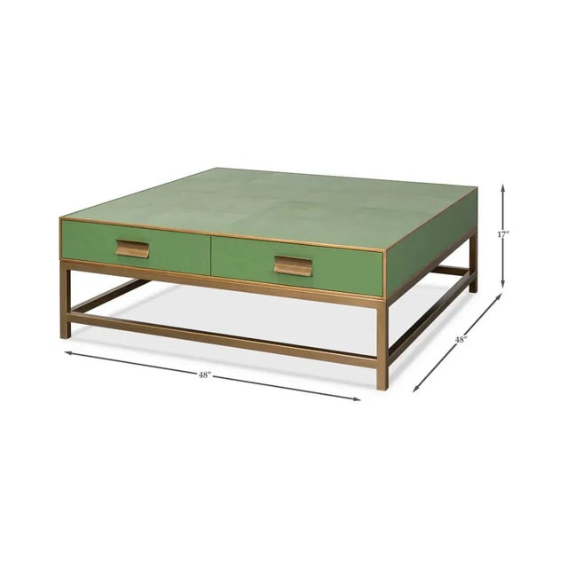 Green Leather Coffee Table For Sale - Image 10 of 12