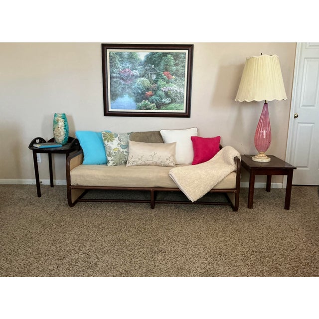 Mid-Century Modern McGuire-Style Cane Side Loveseat Frame For Sale - Image 3 of 9