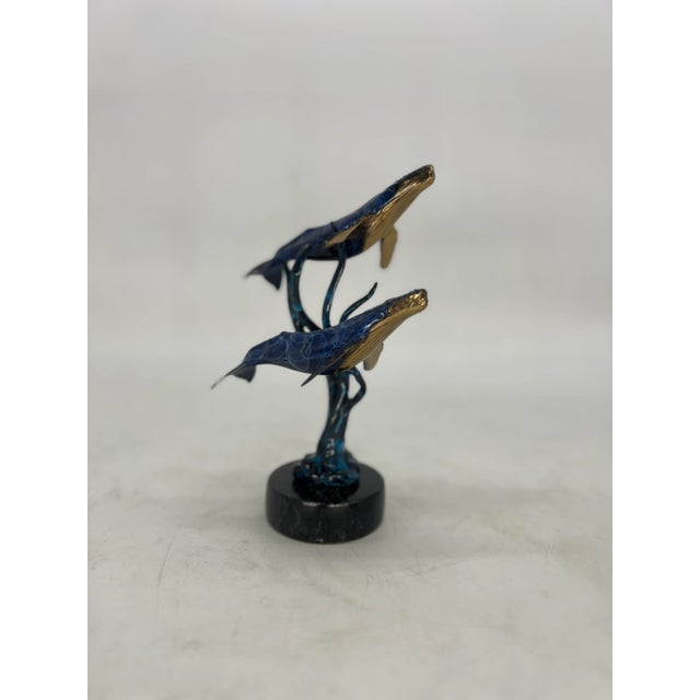 Late 20th Century Attributed: Robert Wyland "Mother & Child" Enameled Bronze Whale Sculpture For Sale - Image 5 of 10