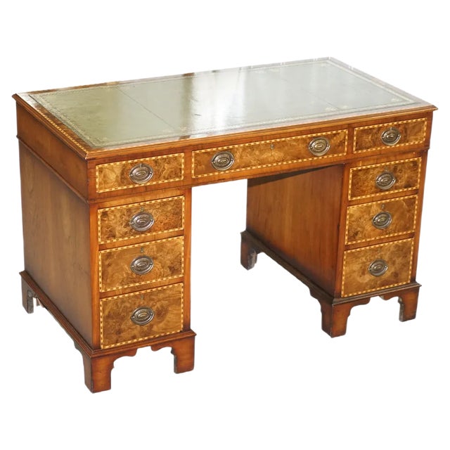 Victorian Burr Oak & Walnut Merryweather Desk, 1885 For Sale