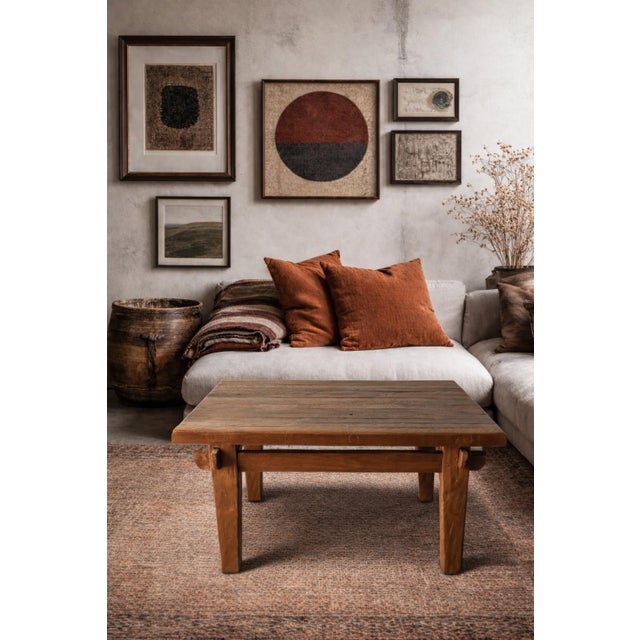 Farmhouse Rustic European Oak Square Coffee Table For Sale - Image 3 of 9