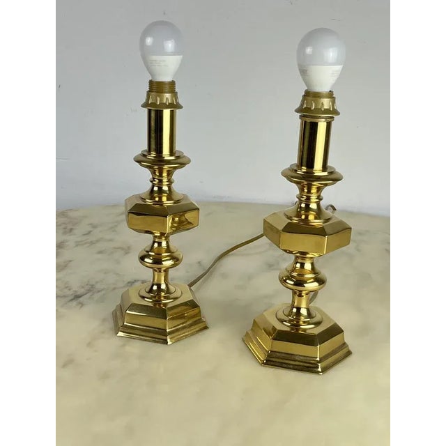 Italian Brass Table Lamps, 1980s, Set of 2 For Sale - Image 3 of 10