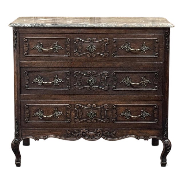 Antique Liégeoise Louis XIV Marble Top Commode For Sale