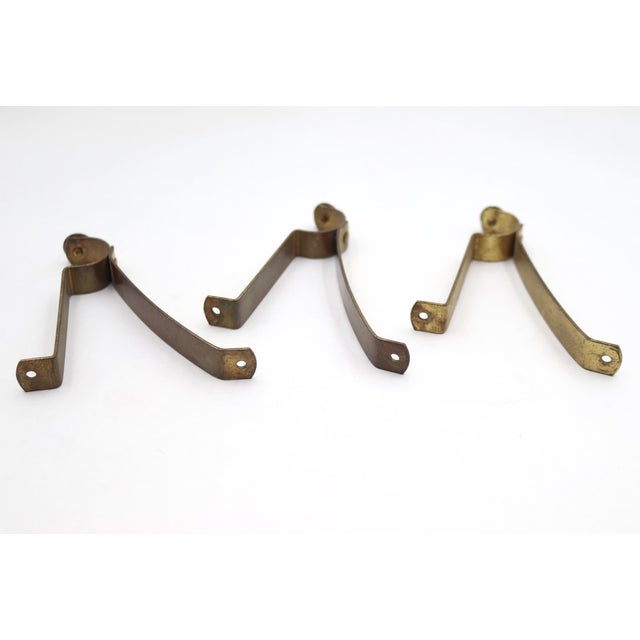 Mid 20th Century Set of Vintage Brass Curtain Rod Brackets For Sale - Image 5 of 5