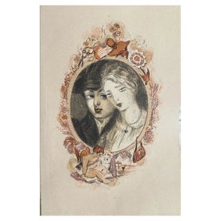 Jacques Marie Gaston Onfroy de Bréville, Woman Portrait, Lithograph on Paper, 20th Century For Sale