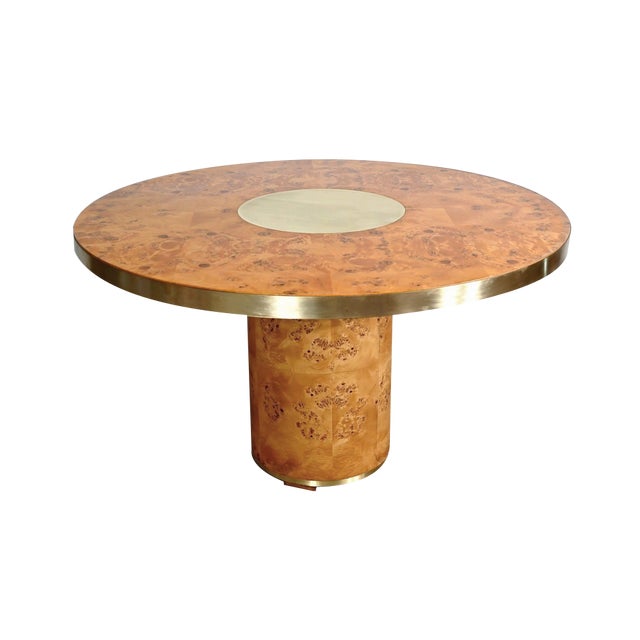 Thuya and Gilt Metal Round Table, 1980 For Sale