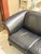 1990s 1990s Ekornes Stressless Manhattan Scandinavian Black Leather Three-Seat Sofa With Curved Wood Trim For Sale - Image 5 of 10
