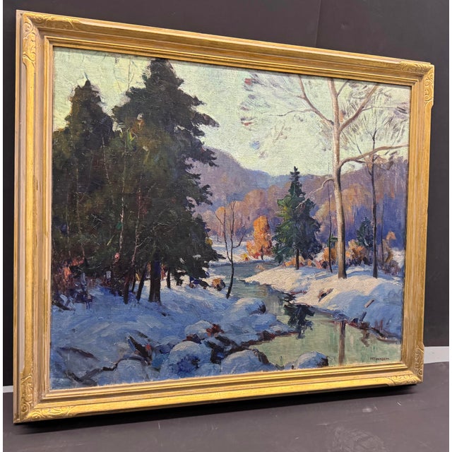 American "Winter Stream" by Harry R. Townsend (1885-1968), Hoosier Salon C. 1925-1930 For Sale - Image 3 of 6