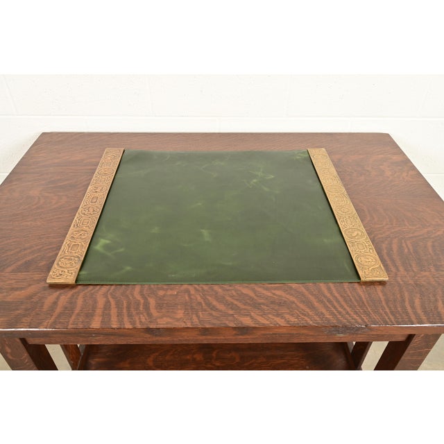 A gorgeous pair of antique Art Deco or Arts & Crafts period gilt bronze blotter ends featuring symbols of the Zodiac with...