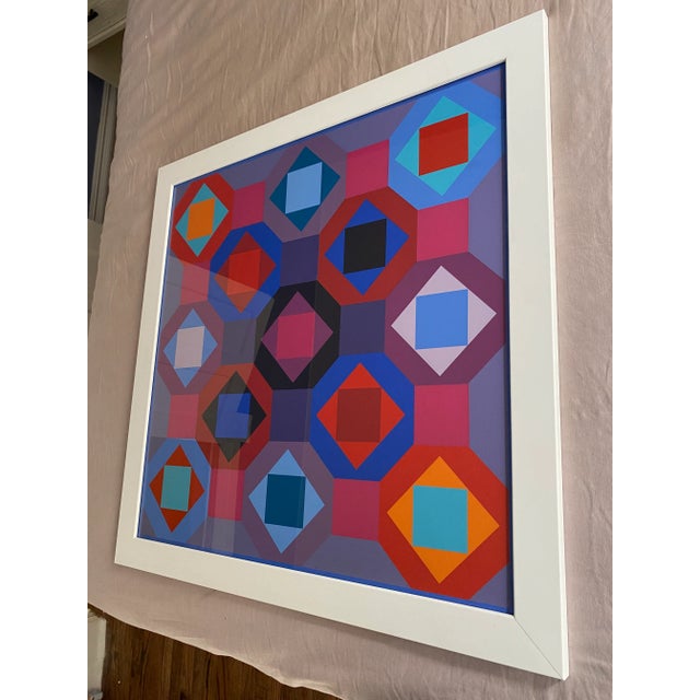 Original Victor Vasarely "Oc-Ta" Op Art Screenprint, Framed For Sale - Image 9 of 13