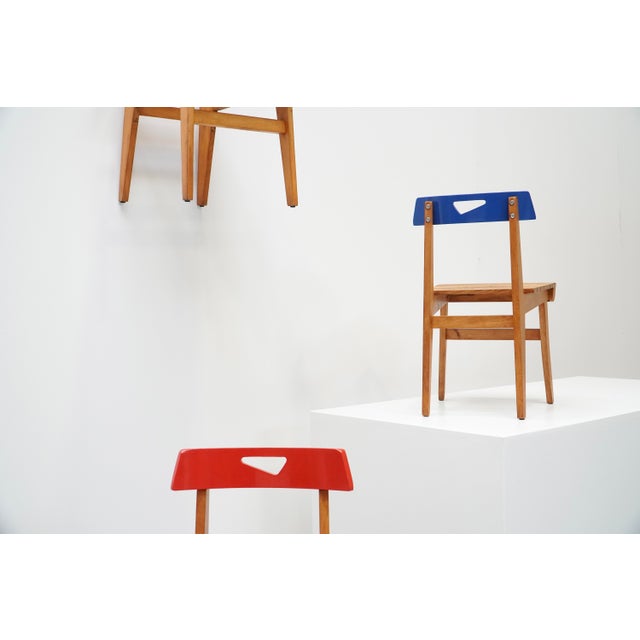 Wood Blue Chair by Lucien Engels for Home Emile Vandervelde II, Belgium, 1954 For Sale - Image 7 of 14