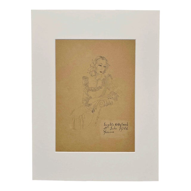 Late 1930s Fashion Study Featuring a Woman Wearing a Sophie Original Dress From Saks Fifth Avenue For Sale