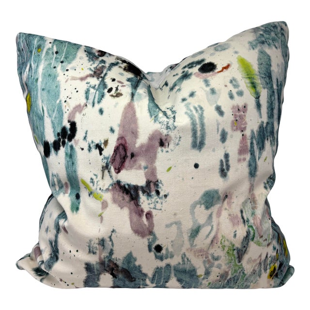 New Contemporary Multi-Color Abstract Pattern Fabric Decorative Accent Throw Pillow Large For Sale