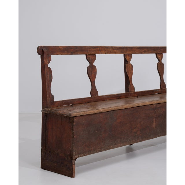 20th Century Italian Wooden Bench with Upholstered Seat For Sale - Image 12 of 13