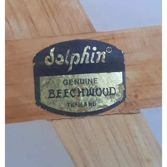 1970s Dolphin Beechwood Casserole Dish Table Rack For Sale - Image 9 of 10