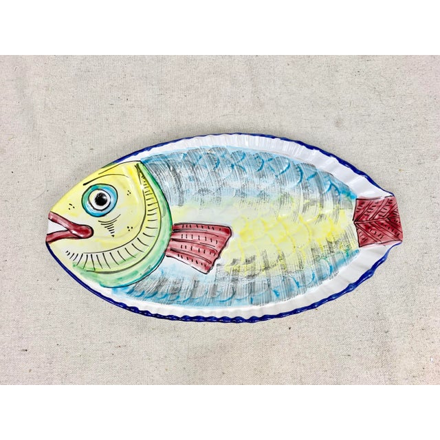 Yellow Vintage Italian Fish Serving Platter For Sale - Image 8 of 8