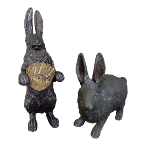 Bronze Rabbit Figures, a Pair