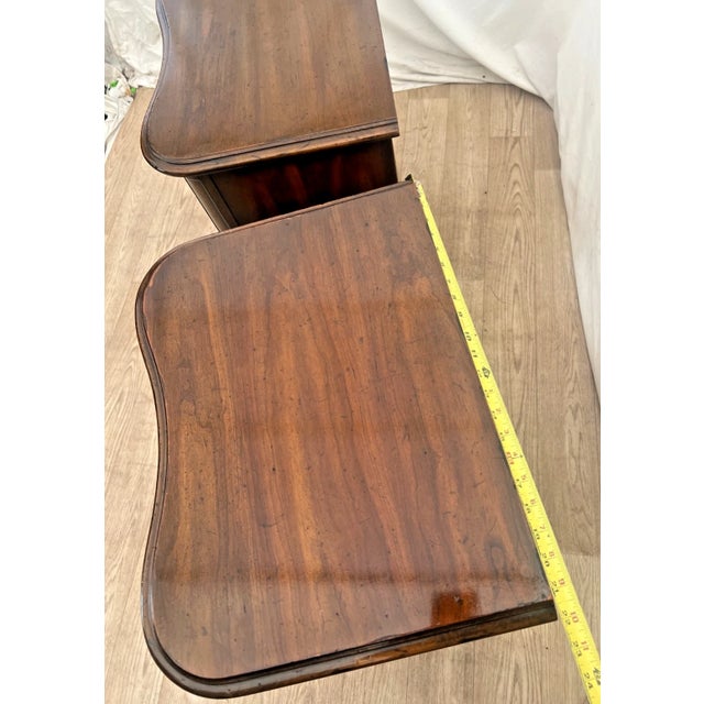 1960s Heritage Grand Tour Curved Walnut Nightstands End Tables Cabinet, Shelf Set of Two For Sale - Image 11 of 12