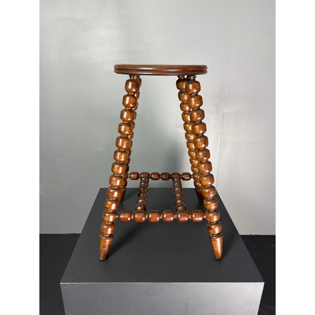 Mid-Century Modern Mid-Century Brutalist Turned Wood Stool in the style of Charles Dudouyt, 1950s For Sale - Image 3 of 18