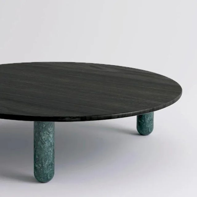 Contemporary Large Round Sunday Coffee Table in Green Marble by Jean-Baptiste Souletie For Sale - Image 3 of 8