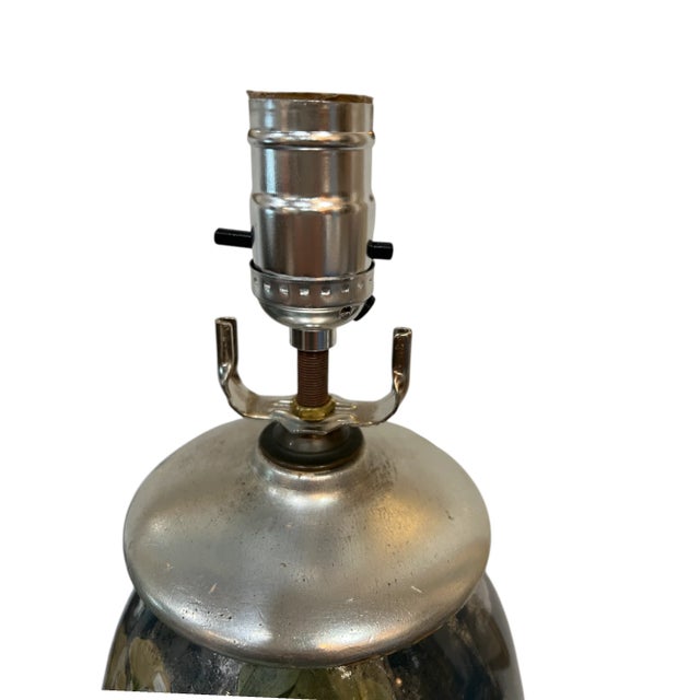 Hollywood Regency Hollywood Regency Porcelain Table Lamp With Silver Leaf Accents For Sale - Image 3 of 11