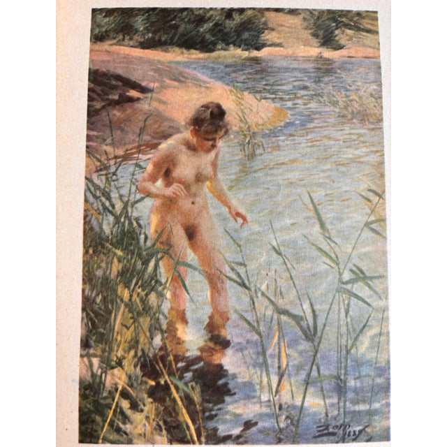 The Reflection by Anders Zorn Original Published Color Lithograph, Female Nude, Printed in Sweden 1928 For Sale In Boston - Image 6 of 10