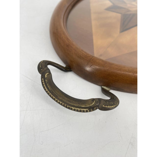 Antique Tray with Elaborate Wooden Inlays in the Shape of a Star, 1900s For Sale - Image 6 of 10