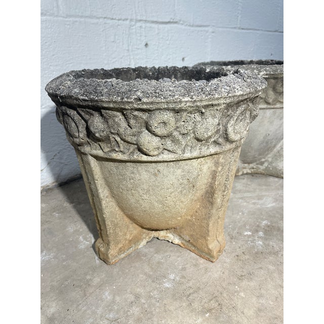 Cream Late 18th Century Concrete French Planters With Fruit Relief, A Pair For Sale - Image 8 of 9