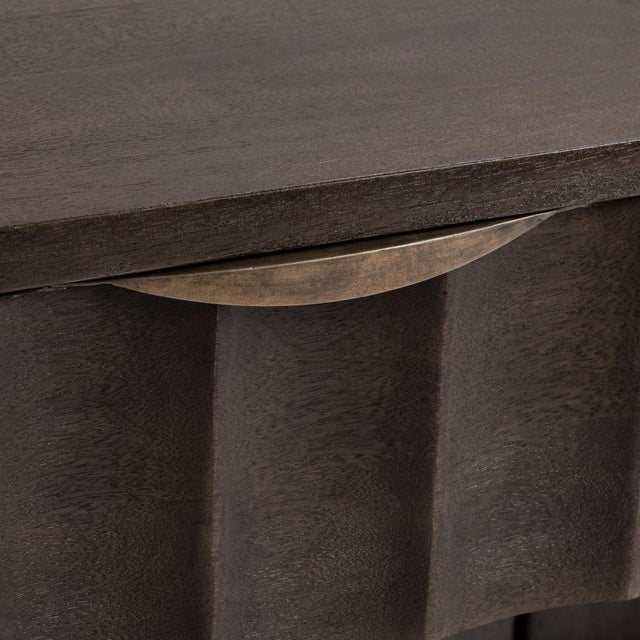 Mid-Century Modern Fluted Coco Brown Wood Nightstand For Sale - Image 3 of 6