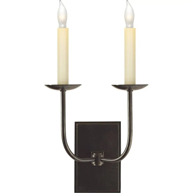 TT Double Sconce in Bronze Designer: Chapman & Myers Height: 18" Extension: 7" Backplate: 4" x 6" Rectangle Mounting:...