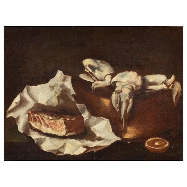 Neapolitan master of the 17th century Still life with cuttlefish Oil on canvas, without frame cm. 48.5 x 63 - with frame...