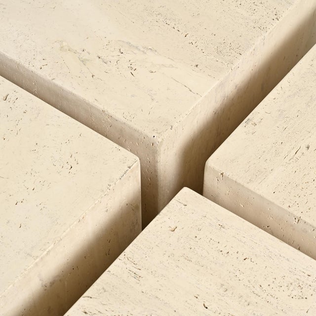 Travertine Coffee Tables, Italy, 1970s, Set of 4 For Sale - Image 10 of 15