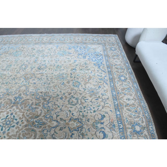 1970s 1970s Vintage Persian Handmade Wool Cotton Beige Area Rug For Sale - Image 5 of 11