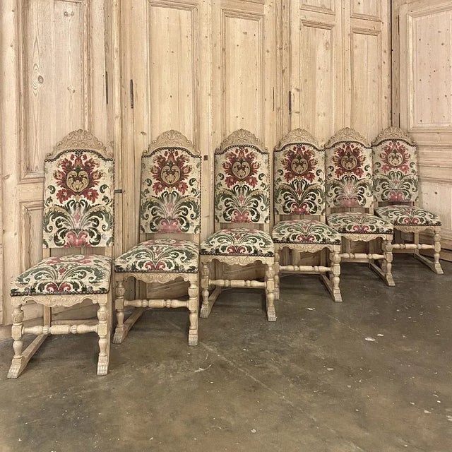 Wood Set of 6 Mid-Century Renaissance Revival Dining Chairs For Sale - Image 7 of 13