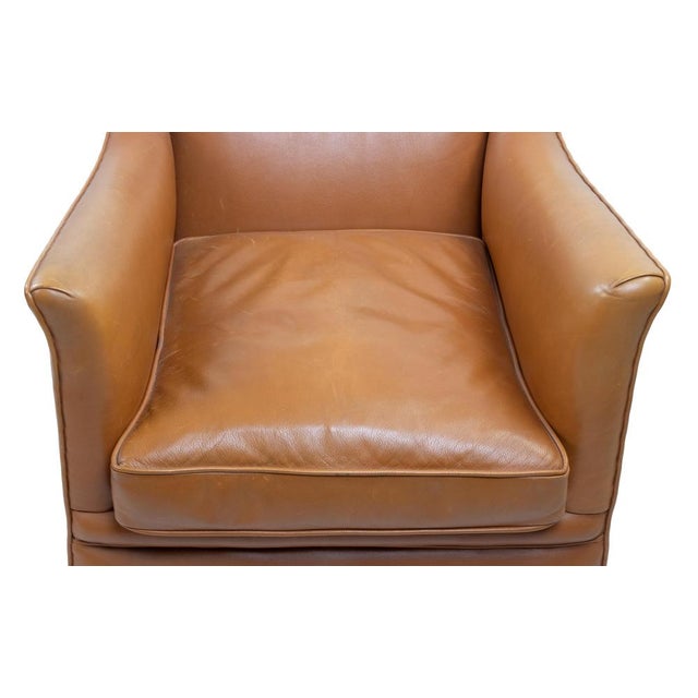 Vintage Italian Light Brown Leather Armchair, Mid-20th Century For Sale - Image 6 of 8