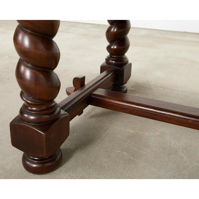 Country English Walnut Farmhouse Barley Twist Dining Table For Sale - Image 12 of 18
