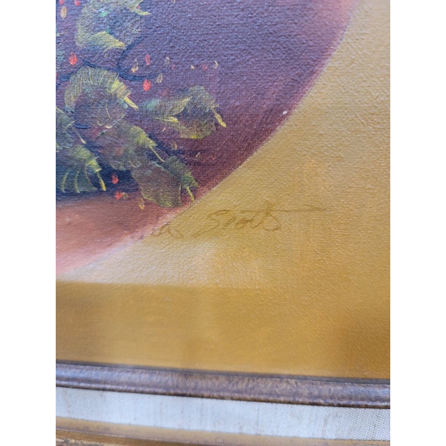 Vintage Original Still Life Art Fruit & Wine Signed & Framed by Artist For Sale - Image 4 of 10